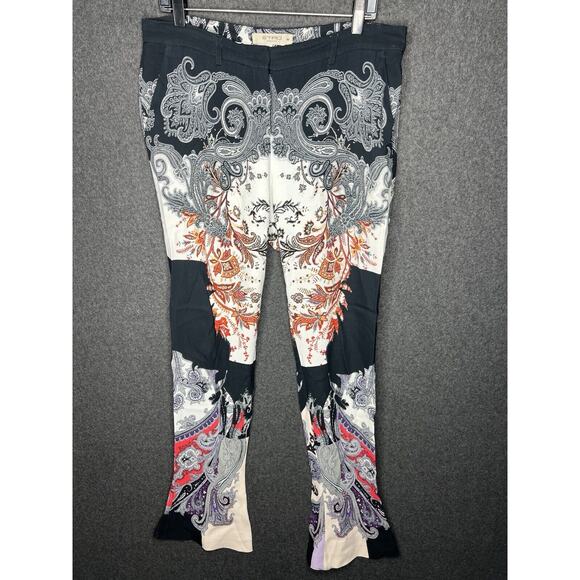 Etro Womens Paisley Floral Pants Size IT 46 Black Orange Red Flowy Trousers - Picture 1 of 14